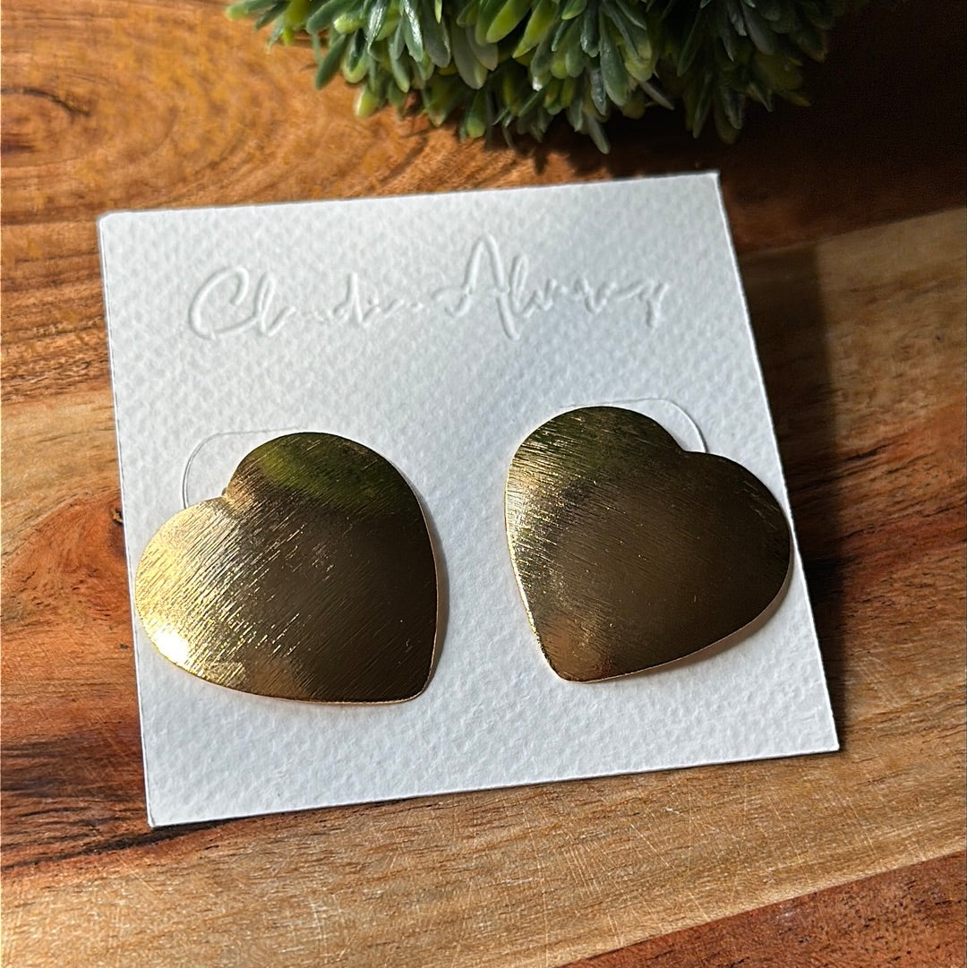 Brushed Heart Earrings