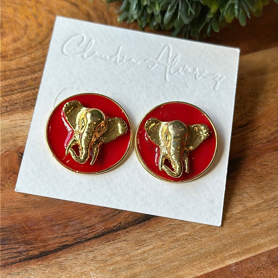 Red Elephant Post Earrings