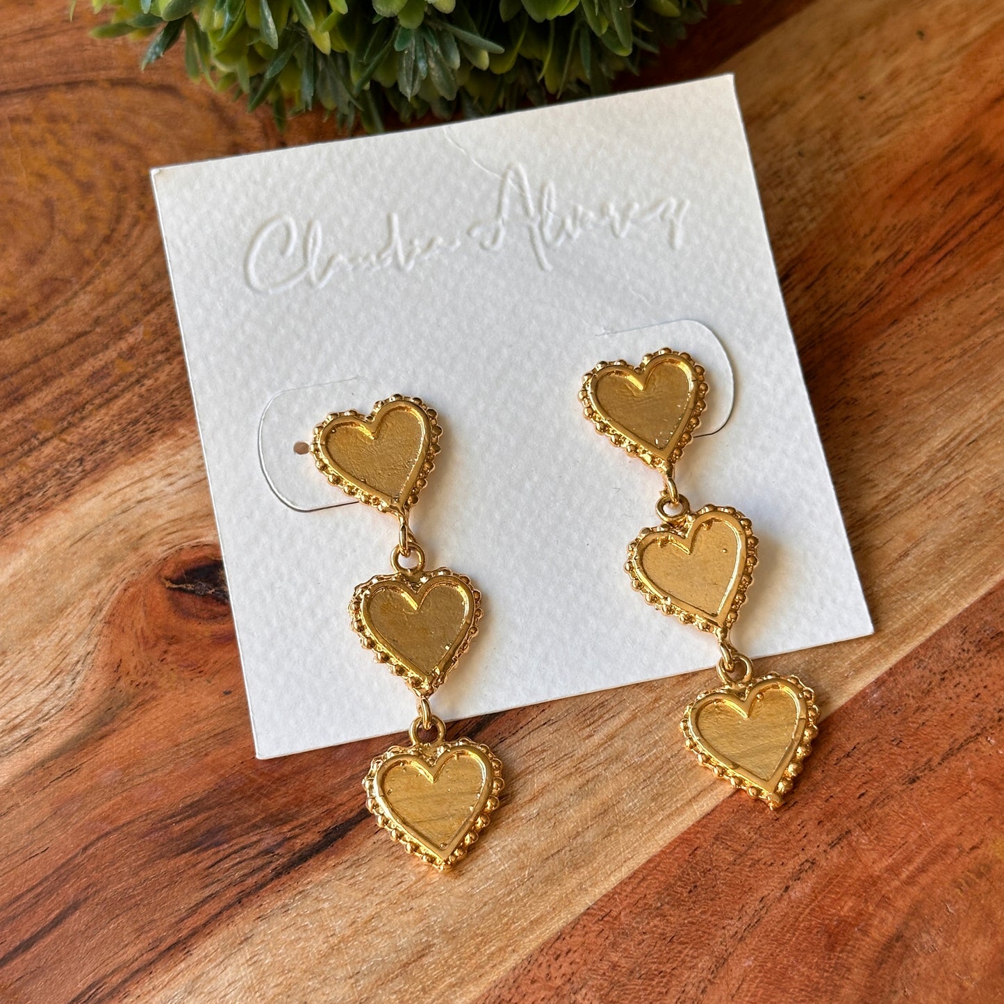 Small Heart Cascade Earrings