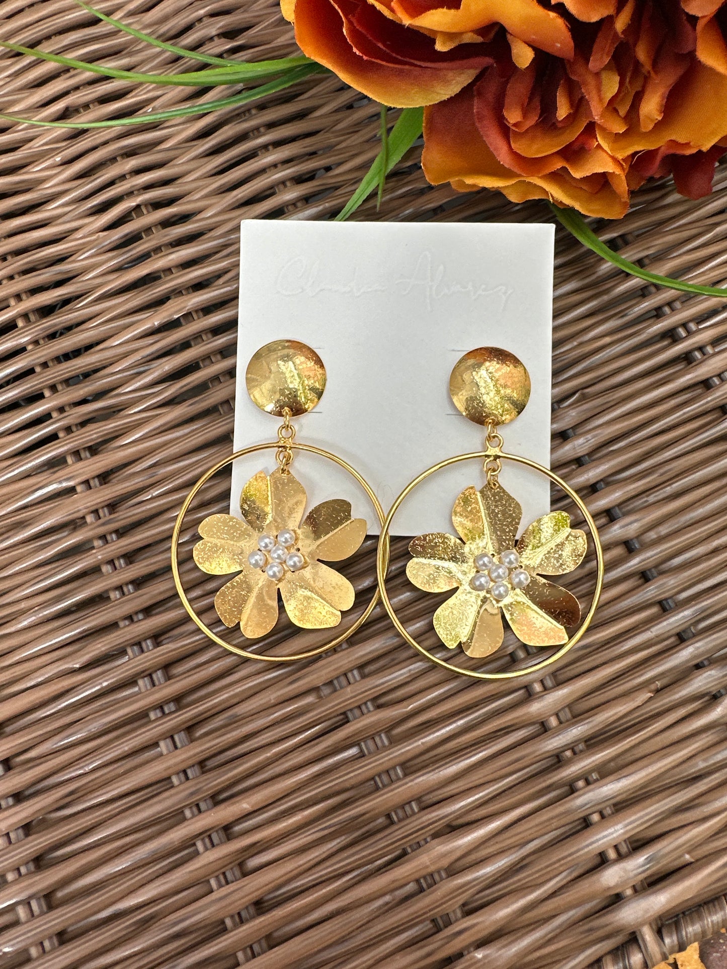 Pearls and Flowers Dangle Earrings