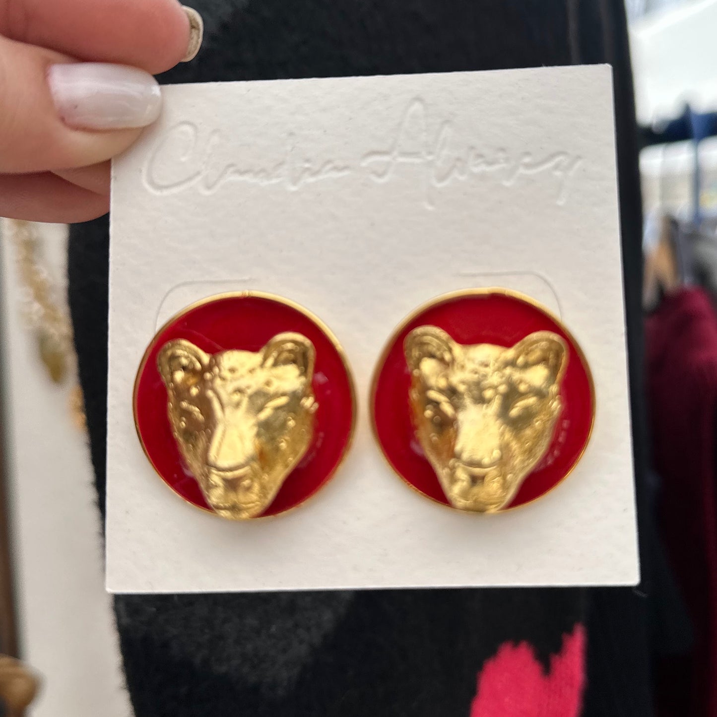 Red Cheetah Earrings