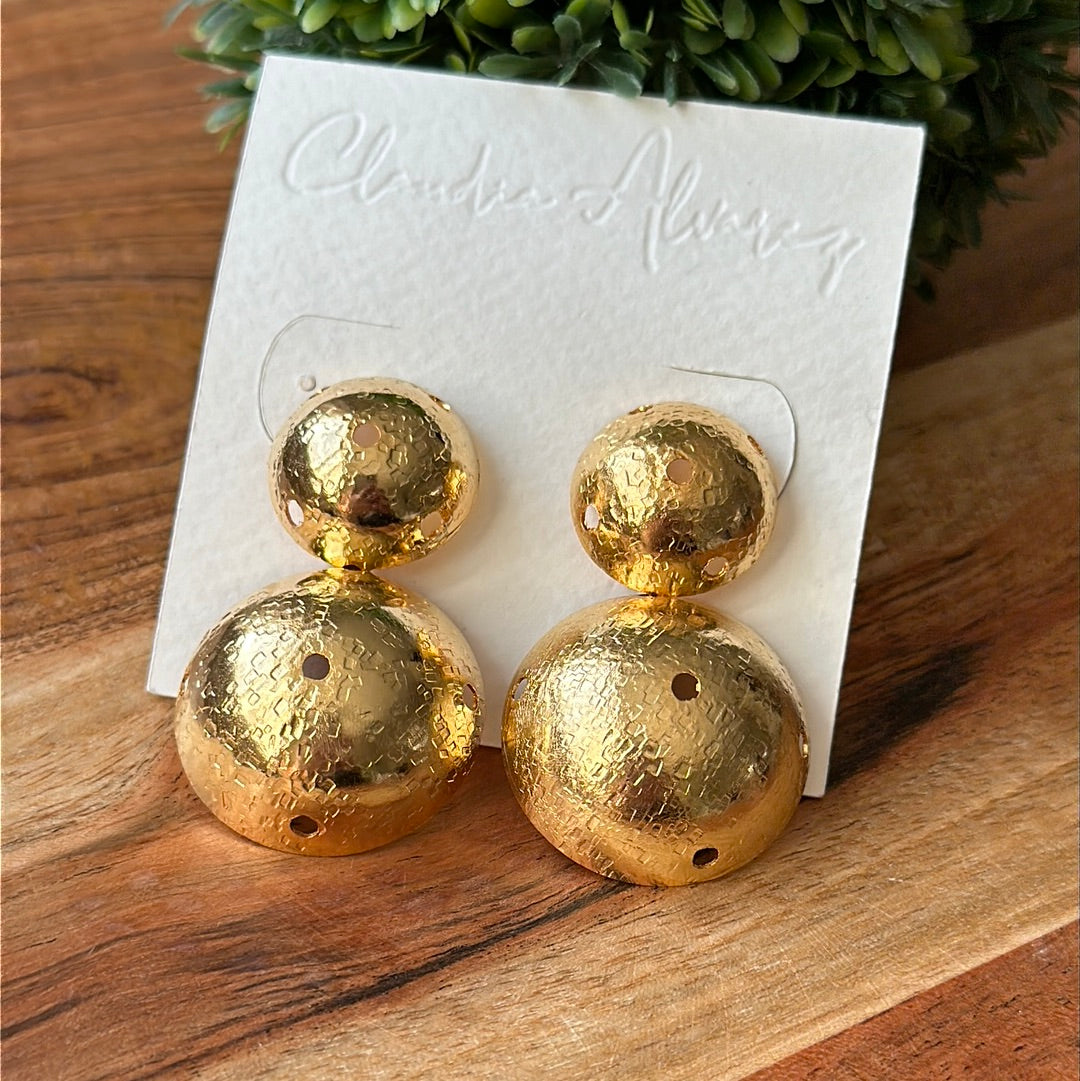 Double Hammered Dome Earrings