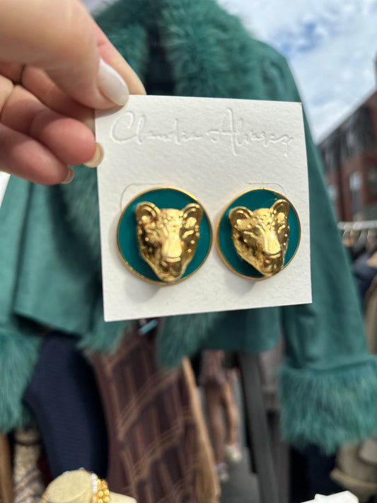 Green Cheetah Earrings