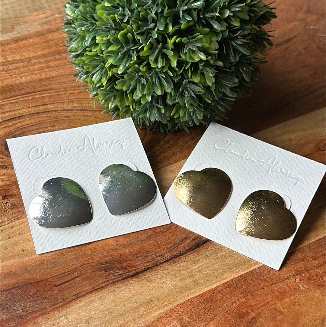 Brushed Heart Earrings