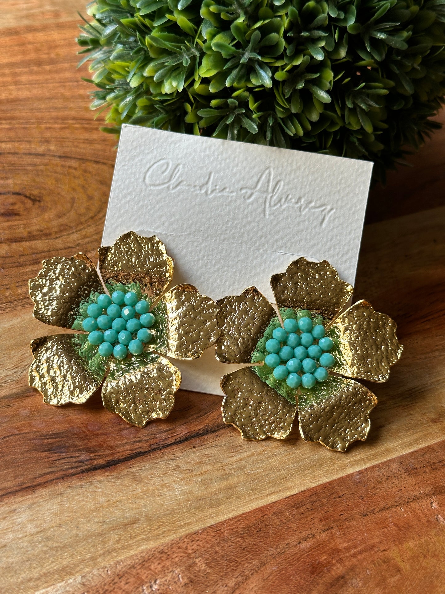Turquoise Poppy Flower Earrings