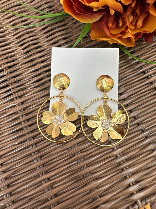 Pearls and Flowers Dangle Earrings