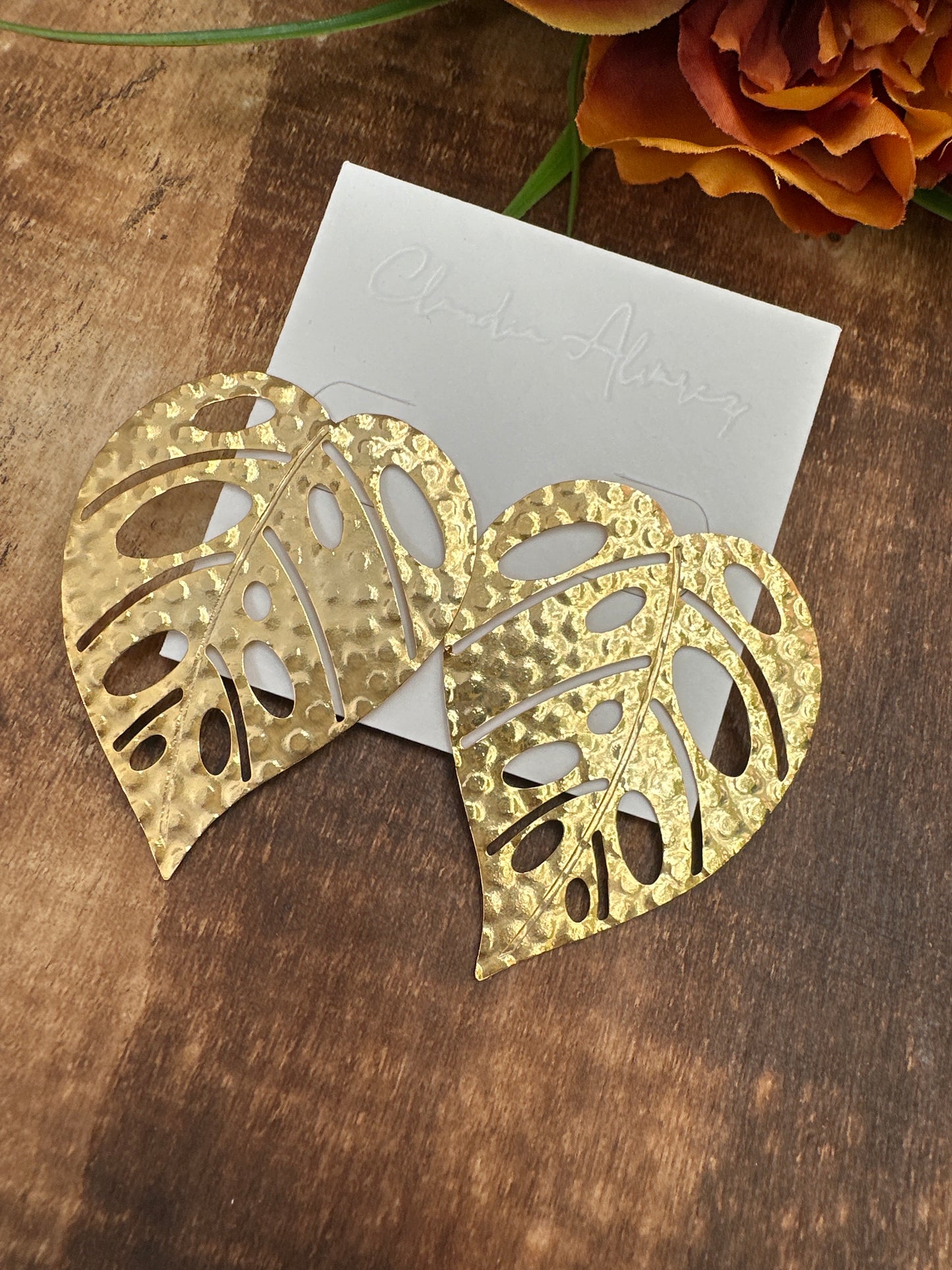 Hammered Leaves Maxi  Earrings